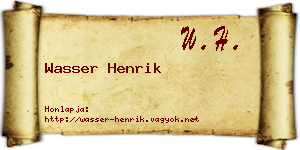 Wasser Henrik névjegykártya